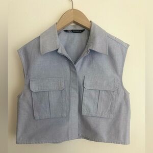 Zara Sky Blue Sleeveless Vest